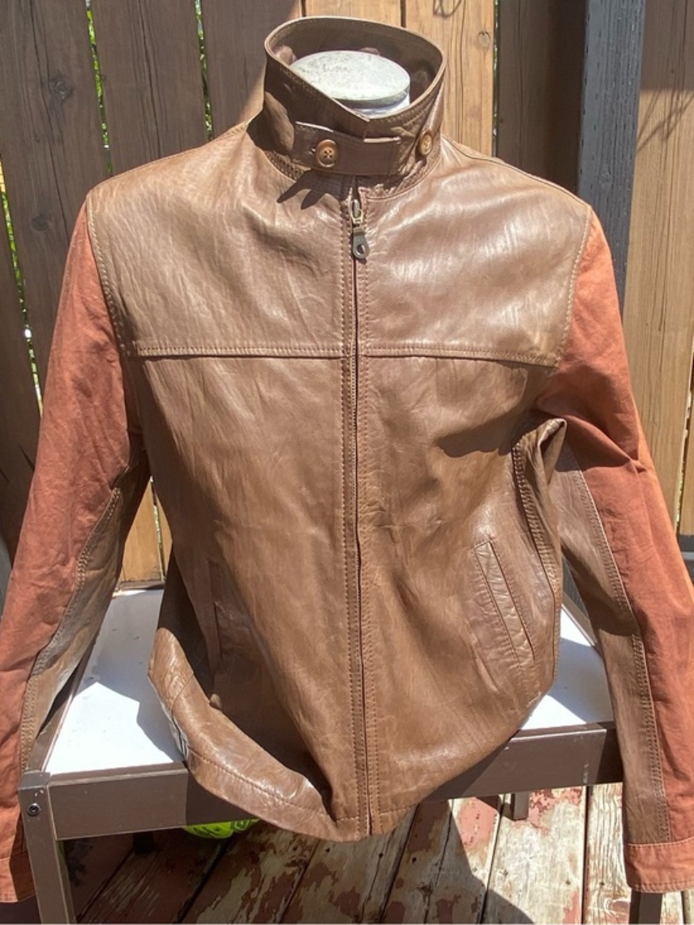 Columbia Leather Men's Two-Tone Brown Leather Jacket